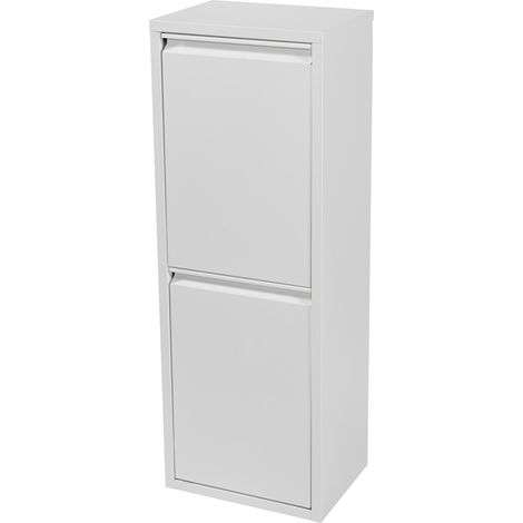 Contenitore per raccolta differenziata a parete con 2 contenitori estraibili 93 x 33 x 25 cm bianco 030008198