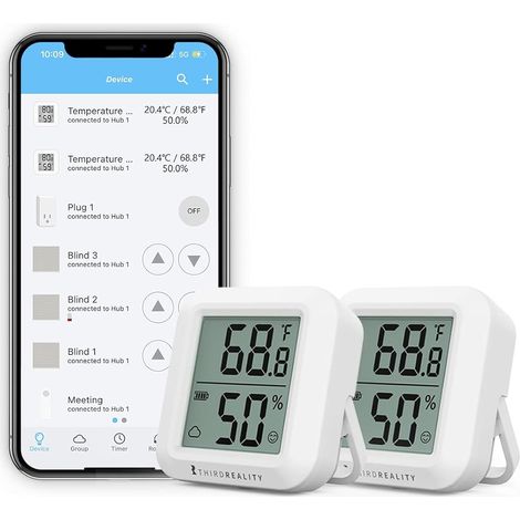 Zigbee Lot de 2 capteurs de température et d'humidité avec écran LCD numérique,enregistrements d'application,Surveillance à distance et domotique (1/5)