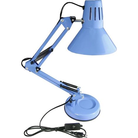 Lampada da scrivania con braccio snodabile luce da tavolo in metallo orientabile con morsetto incluso attacco per lampadine E27 Blu (1/4)