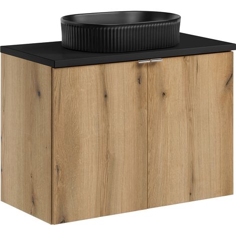 Waschtisch 80cm, in Eiche und schwarz, NEWPORT-56-OAK (1/5)