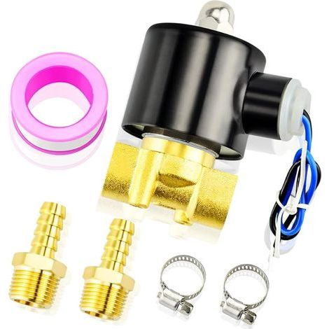 1/4" BSP 220V Électrovanne électrique en laiton avec connecteur cannelé, adaptée pour l'eau, l'air, le carburant, le gaz fermé (1/5)