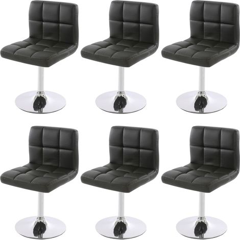 6er-Set Esszimmerstuhl Drehstuhl Stuhl Cadiz Kunstleder Chrom schwarz