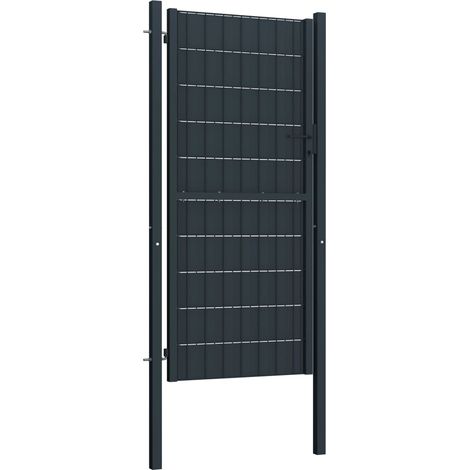 Portail de clôture PVC et acier 100x204 cm Anthracite (1/4)