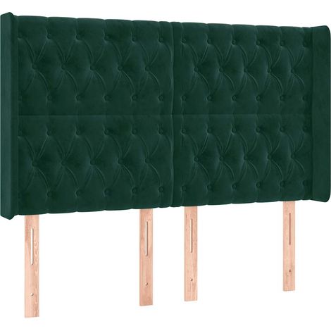 Testiera Testata del letto ad Orecchio Verde Scuro 147x23x118/128cm in Velluto (1/5)