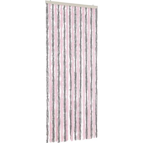 Tenda Antimosche Grigio Argento e Rosa 56x200 cm in Ciniglia vidaXL