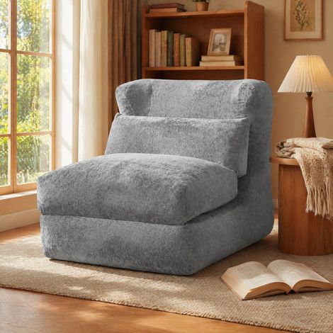 Poltrona chaise longue in schiuma grigia trasformabile OKMYHOME (1/5)