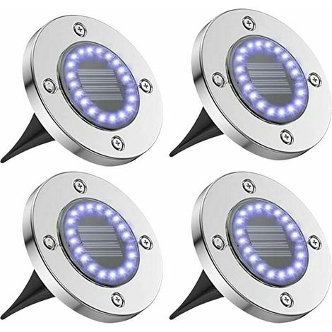 Lot de 4 lampes solaires LED de 16 pouces, projecteur solaire d'extérieur pour jardin, terrasse, pelouse et escalier. (1/4)
