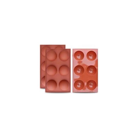Stampi da forno in silicone - Set di 2 stampi emisferici (6 cavità) - 29 x 17 x 3,5 cm - Perfetti per preparare torte e cioccolatini - Crezuo (1/4)