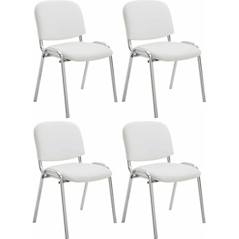 Set 4 Sedie Ufficio Ken Cromo In Similpelle bianco