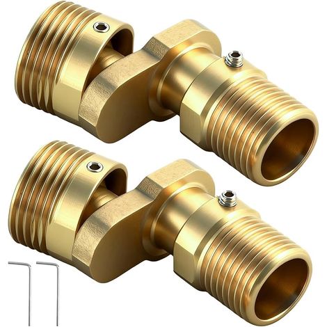 2 Pièces Robinet de Douche Réglable en Cuivre 1/2 à 3/4, Raccord Excentré Mitigeur Rotatif à 360 Degrés, Adaptateurs de Robinet de Douche en S en Laiton, aux Cuisines, Salles de Bains