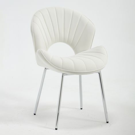 Set di 2 sedie da pranzo in velluto avorio con schienale curvo e gambe metalliche (1/5)