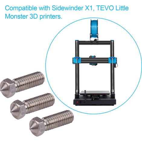 Extrudeuse d'imprimante 3D, buse volcanique en acier inoxydable, tête filetée M6, sortie 0,4 mm, pour Sidewinder X1 TEVO Little Monster, filament de 1,75 mm, 3 pièces (1/5)