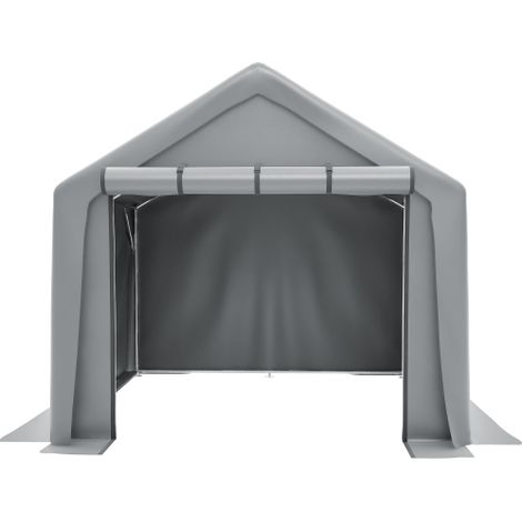 Fahrradgarage 244x241x217 cm Geräteschuppen dunkelgrau aus PE Plane, Garagenzelt mit verzinktem Stahlrohr, Lagerzelt für Garten