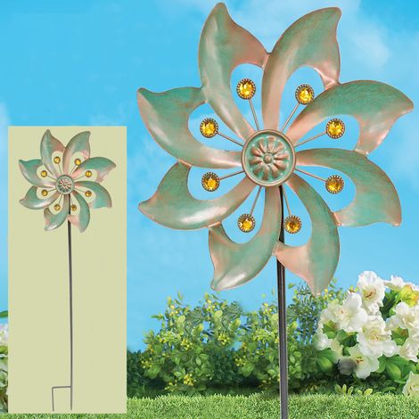 1 moulin à vent en métal, moulin à vent décoratif rotatif pour jardin ou cour extérieure, à brancher. (1/5)