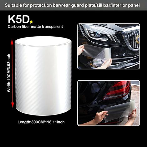 (10 cm, mat transparent - 3M) Autocollants de protection transparents en fibre de carbone K5D pour portières de voiture, film protecteur anti-rayures pour seuil de coffre et de coffre (1/4)