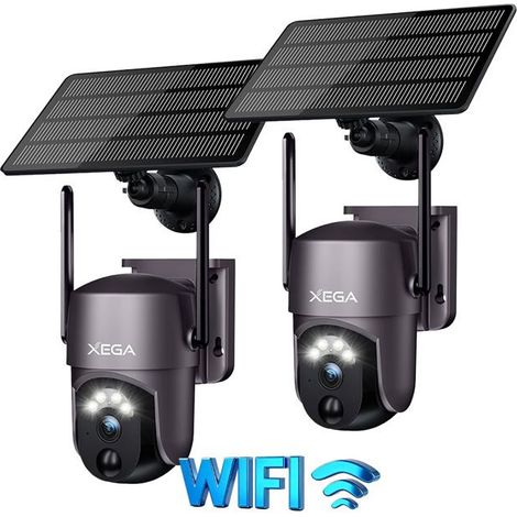 Xega Lot de 2 Caméra de sécurité Solaire extérieure sans Fil 2K PTZ Wi-FI Image Couleur PIR-AI Détection Humaine (1/5)
