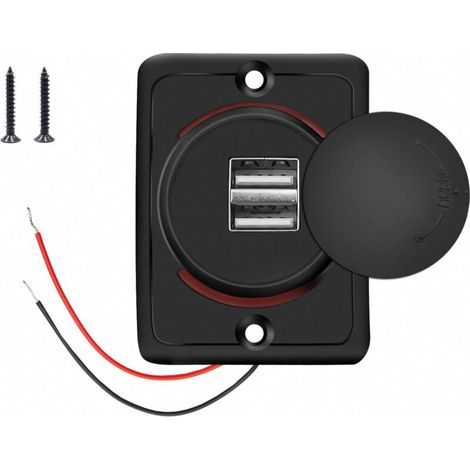 Caricabatterie USB per auto, pannello di controllo USB 3.1A 12V/24V, presa di corrente a doppia porta, 2 porte adattatrici, per auto, nautica, camper, camion, SUV, moto (1 pz) (1/4)