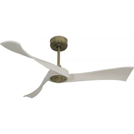 Twist , Ventilateur déstratificateur d'air, pales bois laquées blanc132 Cm, moteur laiton sans lumière