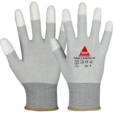 Hase Turin Carbon Tip (Esd) Montagehandschuh aus Nylon-/Carbonfeinstrick Größe 11 10 Stk