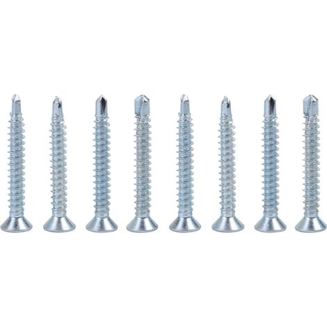 50 vis autoperceuses à tête plate M4.2, filetage autotaraudeur, lot de 50 pièces (M4.2x19) pour fixation rapide (1/5)
