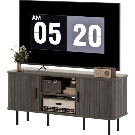 TV StCabinet for TVs up to 55 Inches, TV Unit with Storage Shelves Cupboard for Living Room, Grey (1/5)
