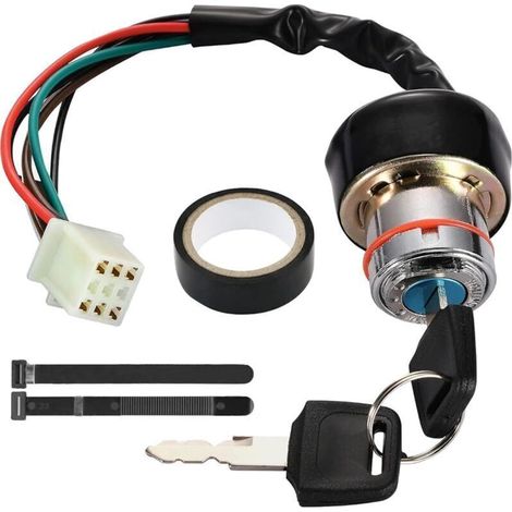 Interrupteur clé d'allumage 6 fil pour 50cc 70cc 90cc 110cc 125cc 150cc 250cc 250cc pour Taotao pour Redcat pour Roketa pour Sunl ATV 4 roues Scooter moto Quad Dirt Bike Pit Bike Go Kart (1/5)
