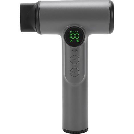 Sèche-cheveux sans fil, 15 600 mAh, rechargeable par USB, professionnel, avec écran numérique et embout, séchage rapide, faible bruit, vent chaud et froid réglable (1/5)