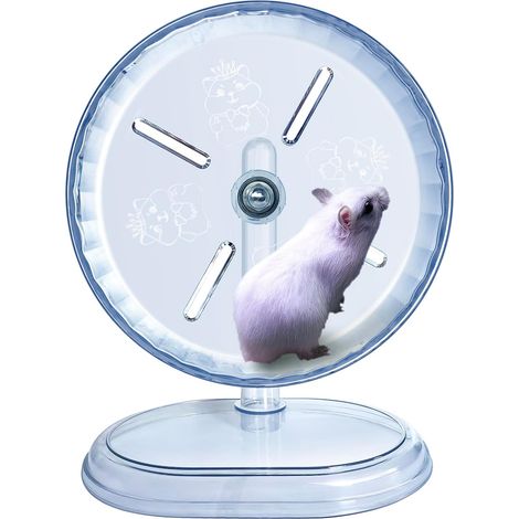 Roue d'exercice ultra silencieuse pour hamster - Roue de course silencieuse avec cadre réglable pour petits animaux - Blanche - 18 cm (1/5)