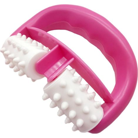 Rouleau de massage musculaire manuel en plastique avec poignée ronde et 2 roues, rouleau anti-cellulite-AquaForge