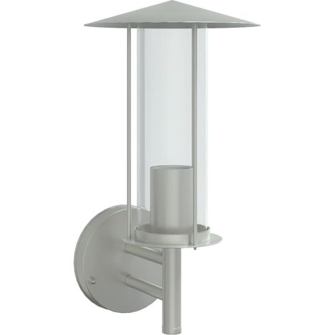 Applique murale d'extérieur design polyvalente éclairage jardin 17,5 x 17,5 x 33 cm en acier inoxydable argenté