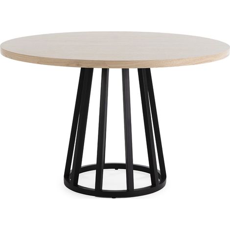 Mesa De Comedor 120X120X75 Madera Natural/Metal Negro (1/2)
