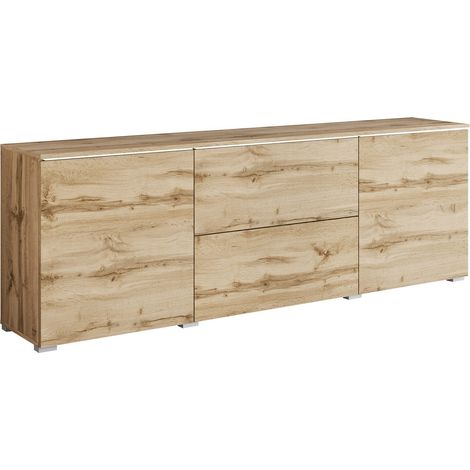 Mueble TV Mirfivo 104, Roble wotan, Número de puertas: 0, Número de cajones: 0, 180x62x35cm, LED