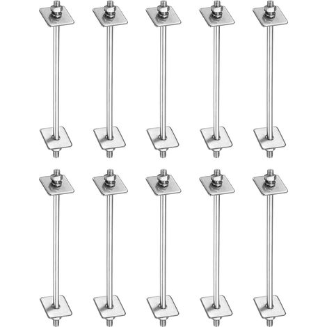 10Pcs M5x110mm 304 Acier Inoxydable Double Extrémité Filetée Tige Boulon Vis Avec Ecrous, Rondelles Plates Carrées (1/5)
