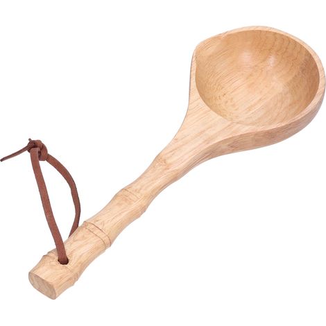Holzlöffel mit langem Griff, robust, Suppenlöffel, Breilöffel, Küchenhelfer, helle Farbe (1/5)