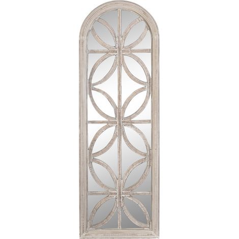 Miroir style fenêtre en bois blanc élégant - Blanc patiné (1/4)