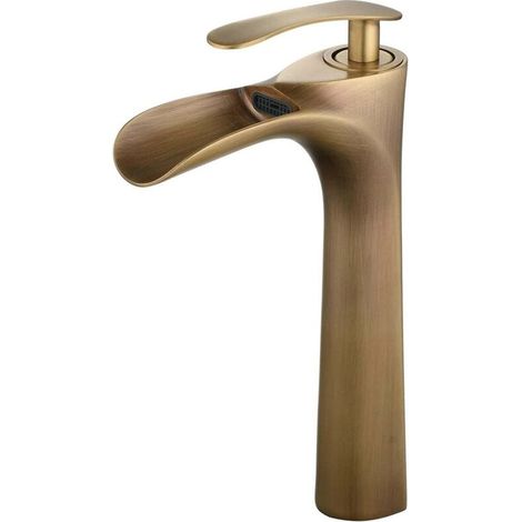 Antique Brass Bathroom Faucet for Sinks, High Basin Mixer Tap (1/5)