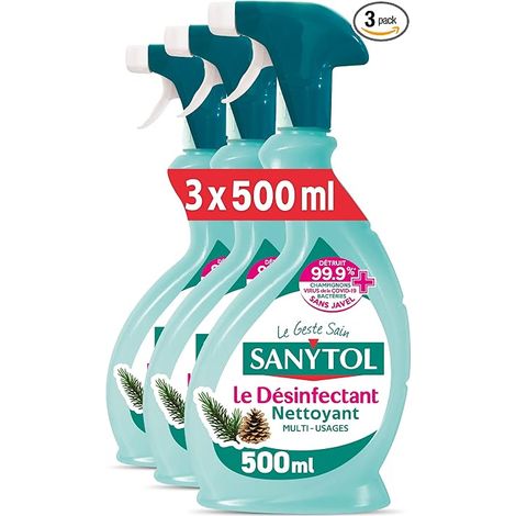 Multi-Purpose Disinfectant Pine Scent 500ml Pack of 3 Bactericide Virucide Fungicide Bleach Free Dermatologically Tested No Rinse (1/5)