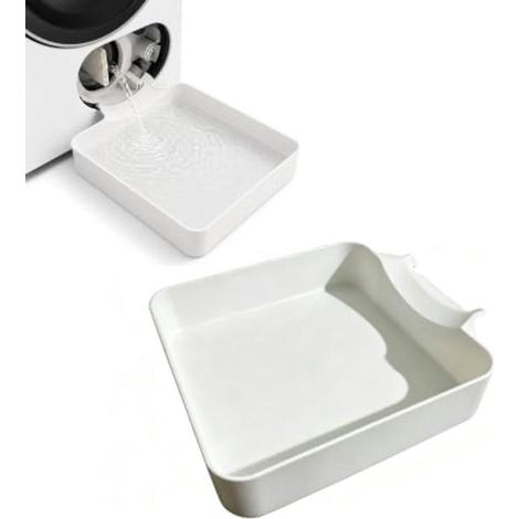 Bac de récupération pour lave-linge - Bac universel - 17,8 × 17,8 × 5 cm - Installation facile - Convient aux appartements, garages et logements locatifs - Blanc (1/5)