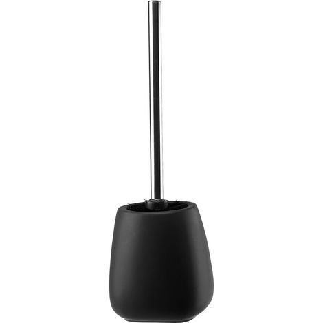 Scopino per WC con contenitore, ceramica pastello, nero opaco (1/2)