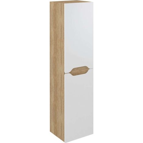Sapho Wave - Mobilietto alto 35x140x30 cm, 2 ante, D/S, bianco/rovere alabama WA245-3022 (1/5)
