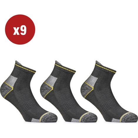 9 paia calza cortissima da lavoro anti-infortunistica "wrk04" colore nero, tg 39/42 - wrk
