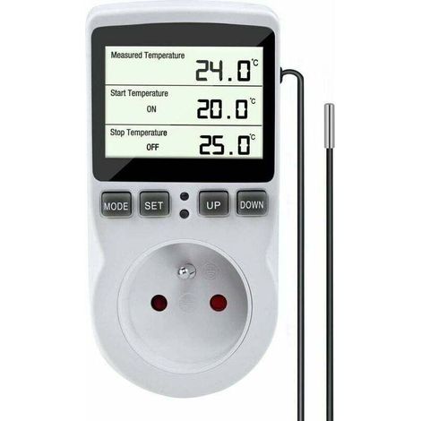 Prise thermostatique, régulateur de température, thermostat de chauffage et de refroidissement, régulateur de thermostat numérique avec sonde, prise thermostatique LCD pour terrarium, aquarium, ondule
