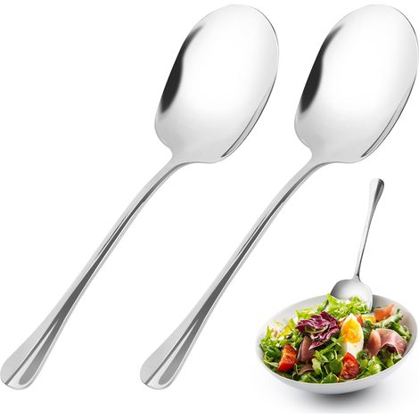2 Pièces Cuillères de Service en Acier Inoxydable – Taille 25 × 7.2 cm pour Repas et Buffet (1/5)