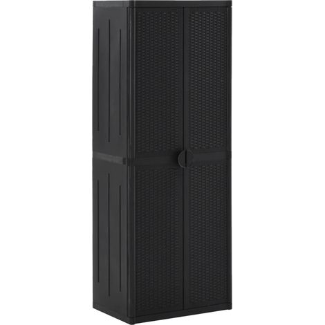 Armario de almacenaje de jardín ratán PP negro 65x45x172 cm vidaXL