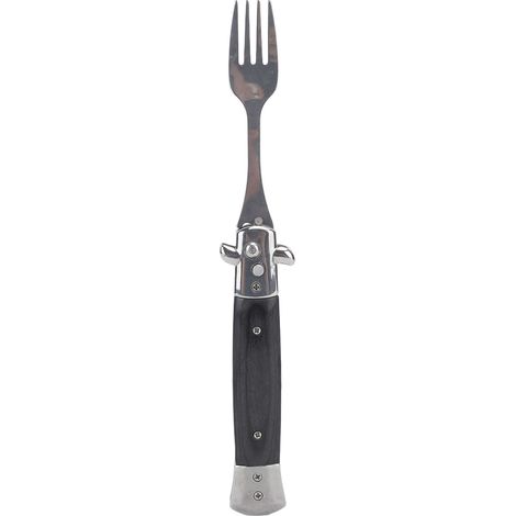 Fourchette pliable en acier inoxydable réutilisable, à ressort automatique, idéale pour la famille et l'école. (1/5)