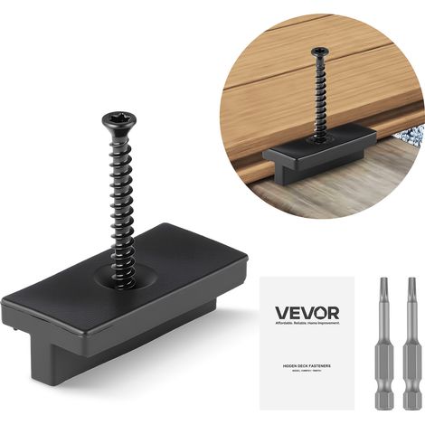 VEVOR Fixation Invisible pour Lame de Terrasse Composite, 500 PCS, Clips Fixation Cachee Plastique PP avec Vis Metalliques, Compatible avec Lame de Terrasse Composite deEcart 5,5 mm et de Hauteur 7 mm (1/5)