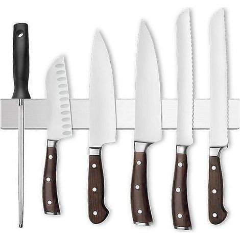 304 Stainless Steel Kitchen Punched Powerful Knife Storage Rack Split Type Knife Holder Stainless Steel Magnetic Knife Holder (1/2)
