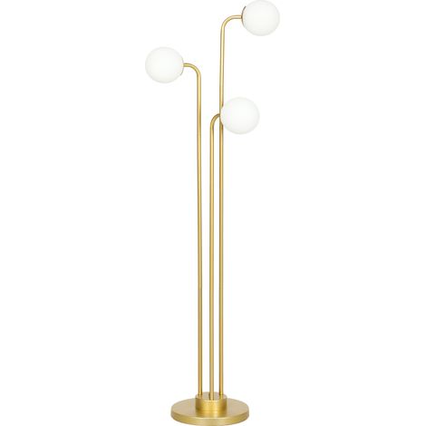 Lampadaire moderne avec abat-jours pivotants 120W lampe lecture 1,65m interrupteur pied doré chambre salon bureau (1/5)
