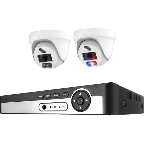 Sistema de cámaras de seguridad, detección de rostros, alertas de movimiento, NVR de 8 canales, 2 cámaras de 8 MP (C), 3T (para deportes al aire libre) (E). (1/2)