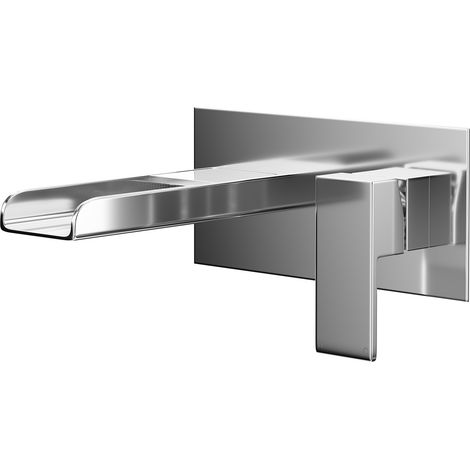 Wholesale Domestic Cubix Polished Chrome Waterfall Wall Mounted Basin Mono Tap (1/5)